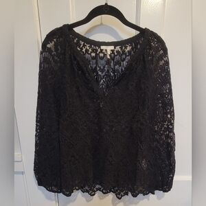 Joie Black Lace V-Neck Blouse